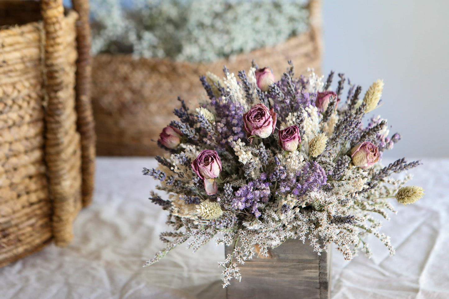 Lavender & Dried Roses Table Centerpiece