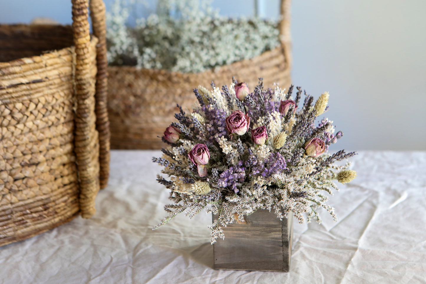 Lavender & Dried Roses Table Centerpiece