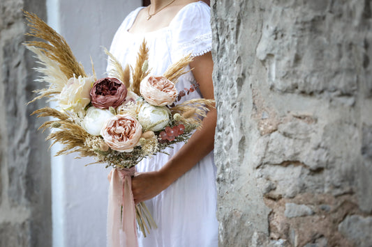 Dusty Pink Peony & Pampas Bouquet
