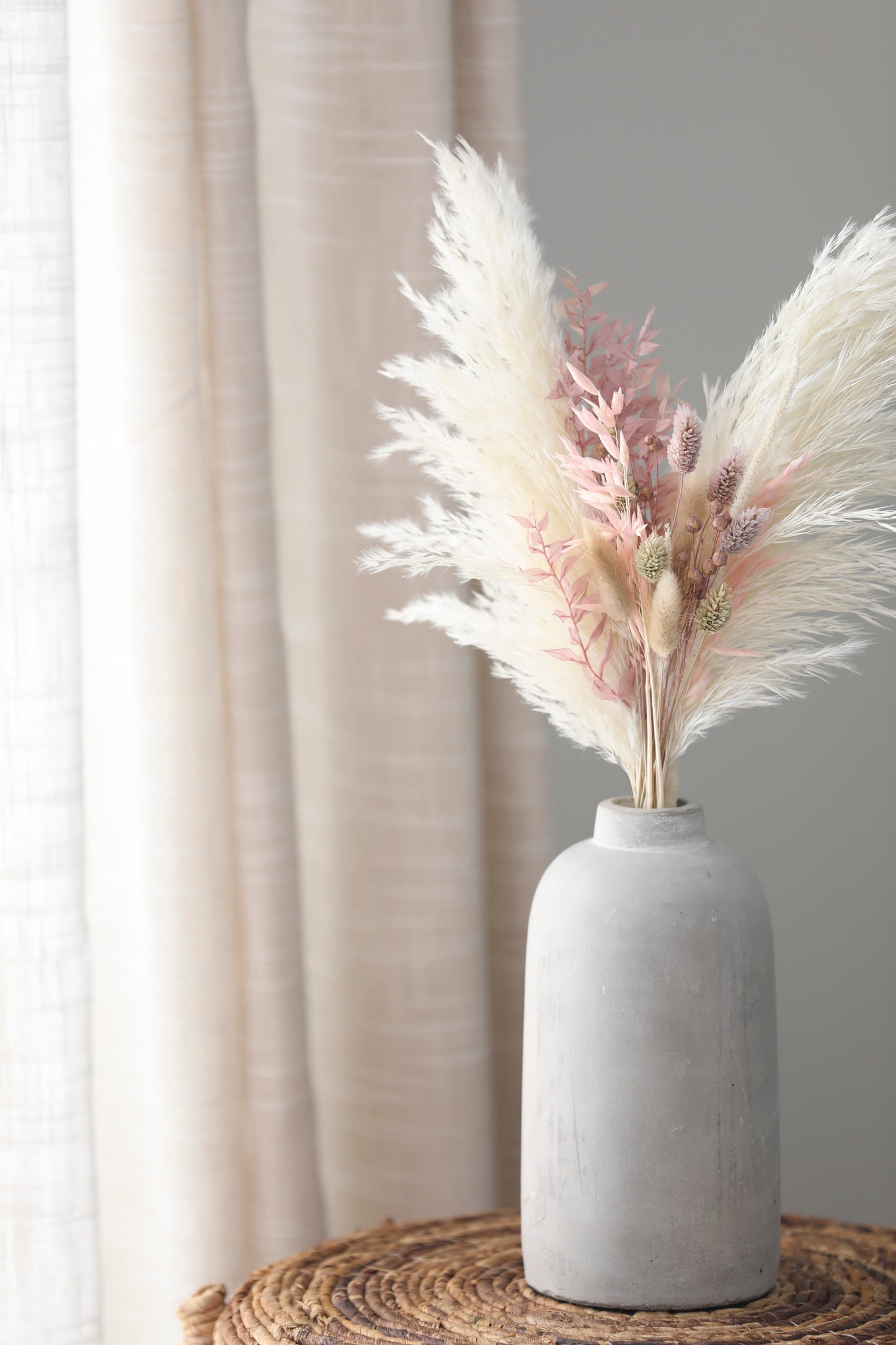 White & Pink Pampas Arrangement