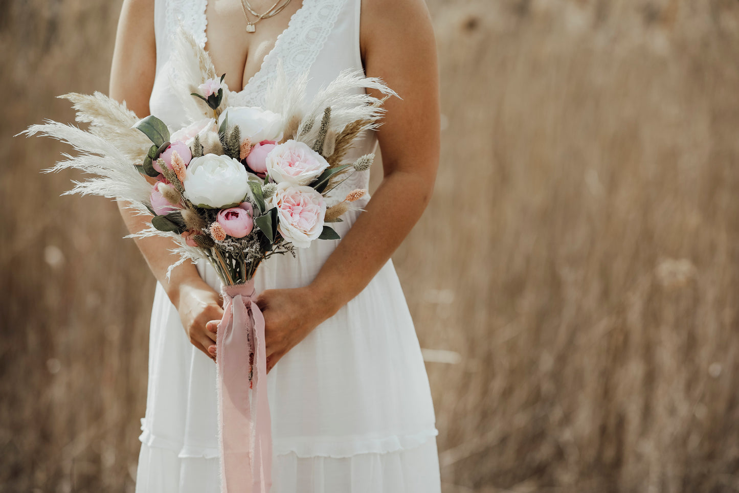 Pink Rose Pampas Bouquet