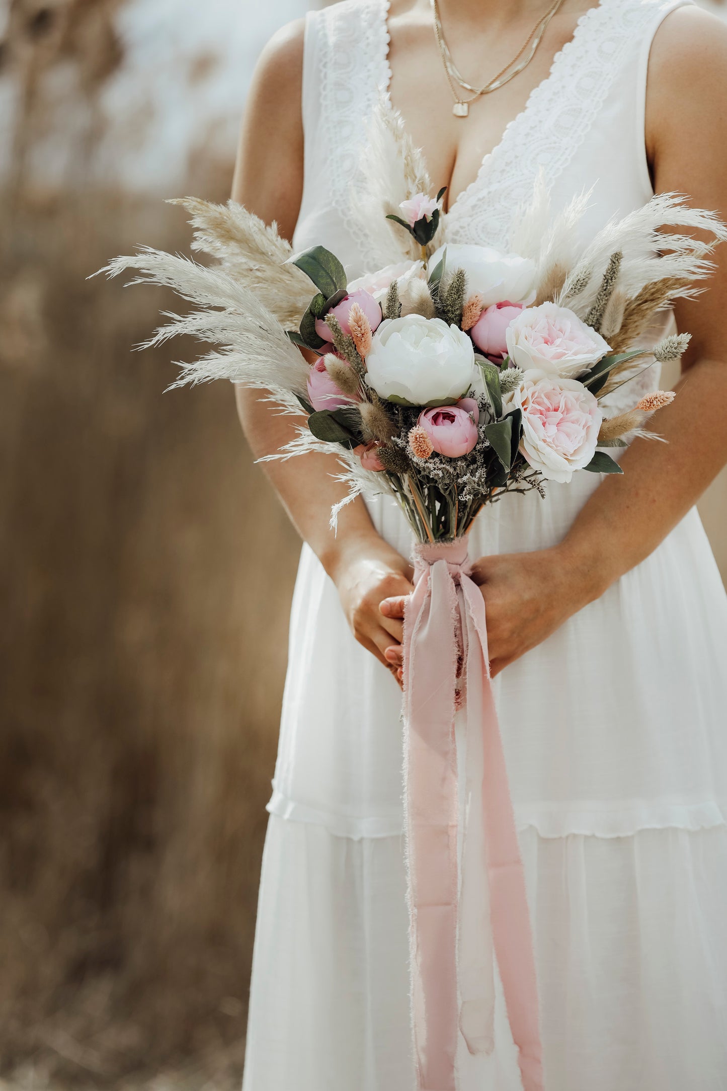 Pink Rose Pampas Bouquet