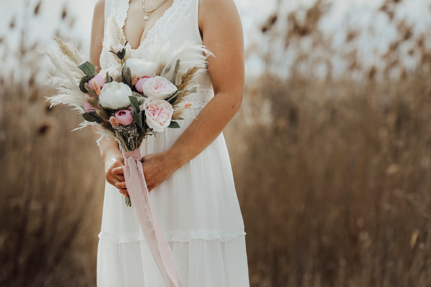 Pink Rose Pampas Bouquet