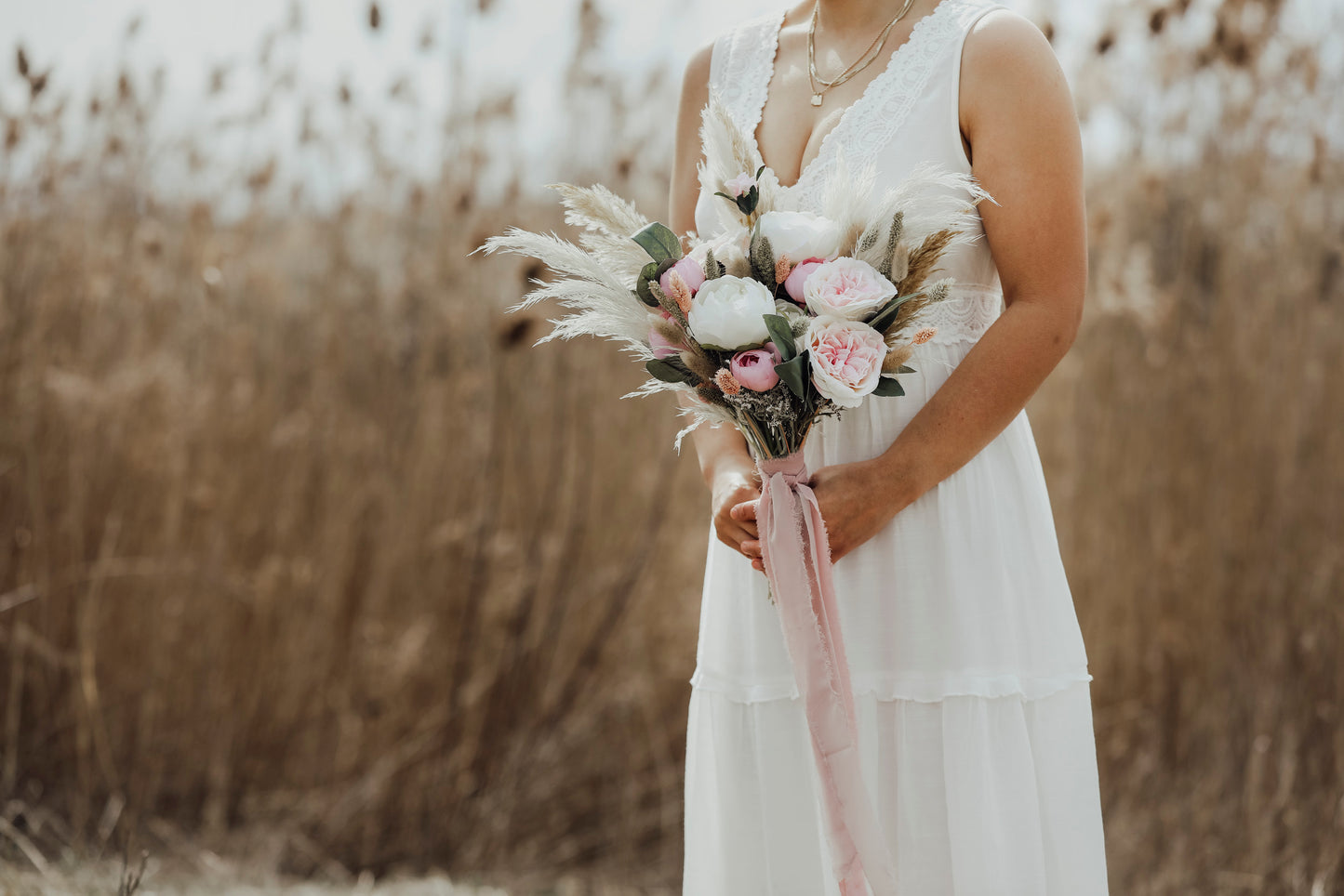 Pink Rose Pampas Bouquet