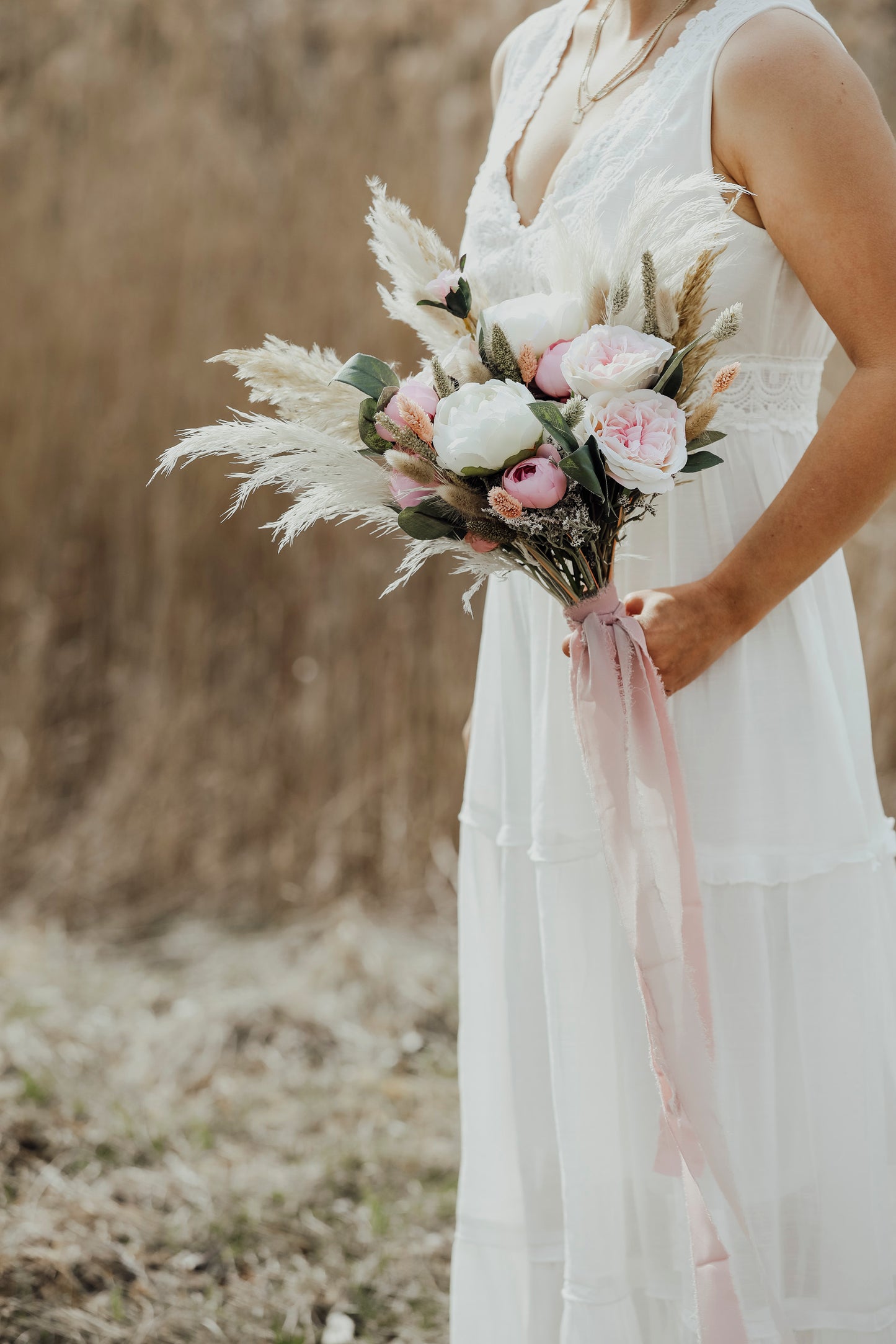 Pink Rose Pampas Bouquet