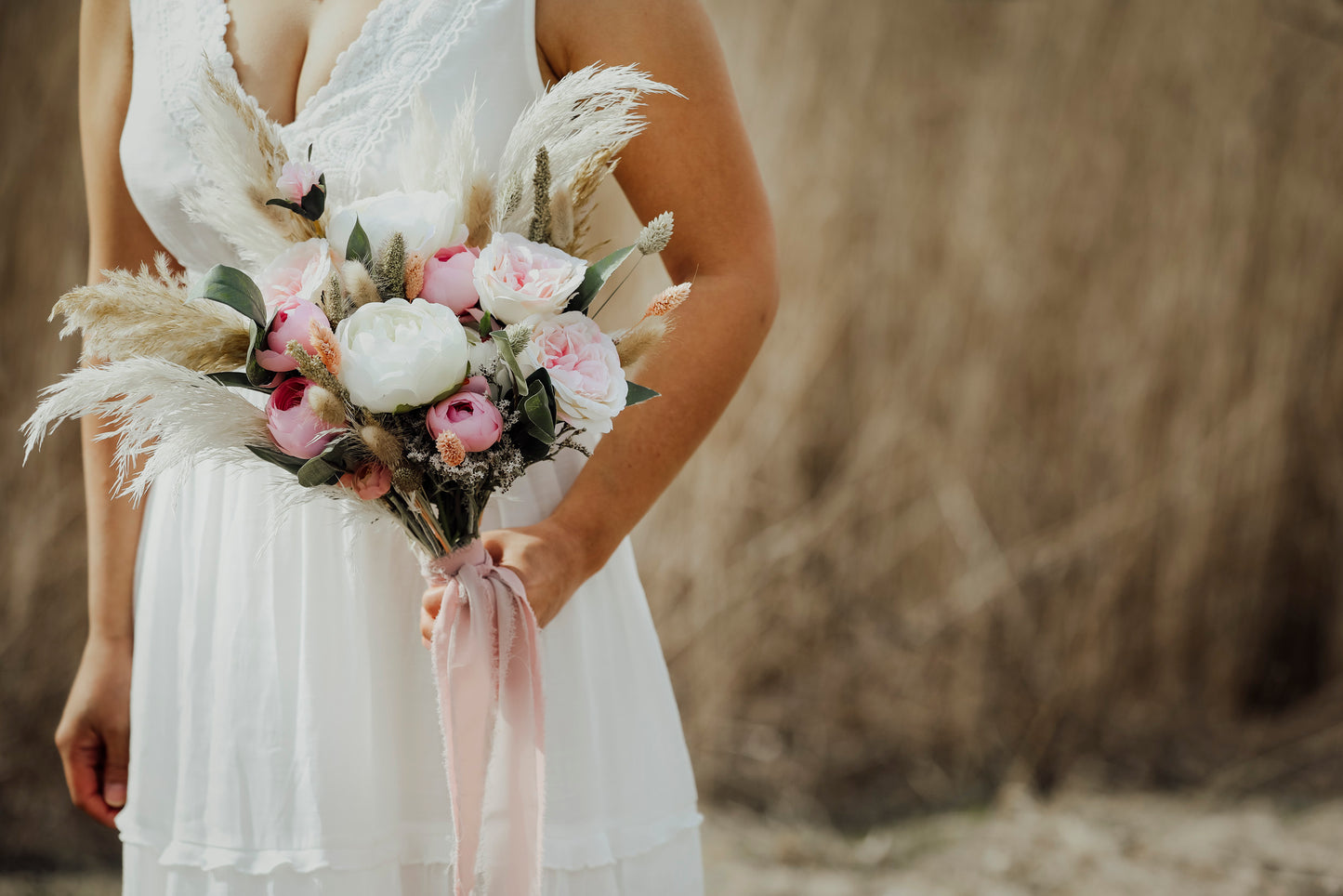 Pink Rose Pampas Bouquet